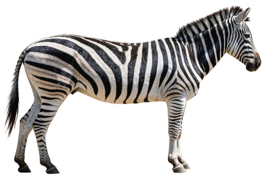 Side View of a Plains Zebra with Striped Pattern
