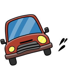 Cute Cartoon Red Car Driving Fast