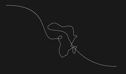 Obraz premium Minimalist Continuous Line Art Map of Africa on Black Background