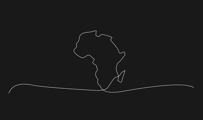 Continuous One Line Drawing of Africa Map Illustration on Black Background © alpha