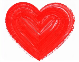 Hand Painted Red Heart with Visible Brush Strokes