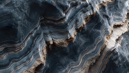 Obraz premium Rugged bark of a tree displays a weathered texture echoing the ancient limestone walls of a dark mountain cavern carved by an underground river