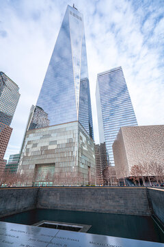 New York, US - January 24, 2026: People are visiting The National September 11 Memorial & Museum (also known as the 9/11 Memorial & Museum) in NYC, US.