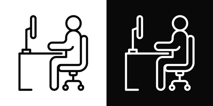 Ergonomic Icon White And Black Background Style