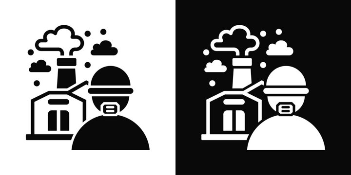Air Pollution Icon White And Black Background Style