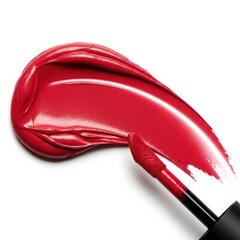 Red lip gloss smear isolated on white background