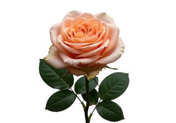 Beautiful peach rose flower isolated on white background