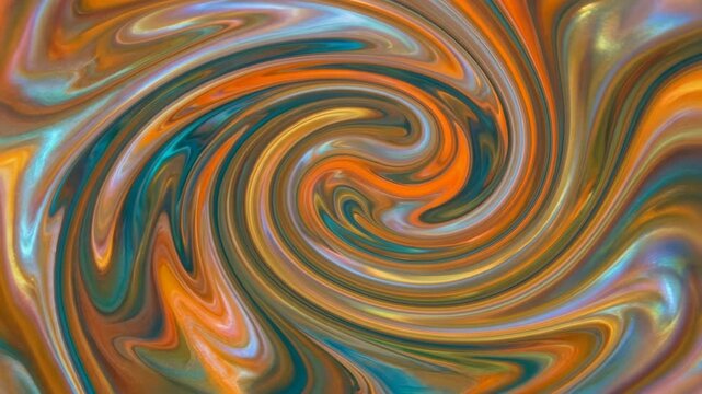 Colorful abstract swirling liquid fluid art with vibrant orange blue and gold tones