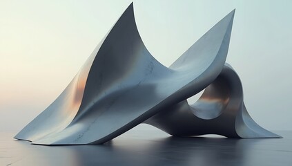 Fototapeta premium Abstract Sculpture with Fluid, Dynamic Curves and Metallic Sheen.