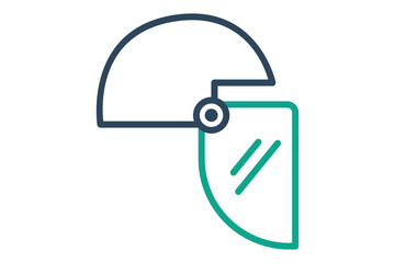 Face shield icon. line icon style. icon related to work safety. work safety elements vector illustration. Transparent background