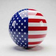 American flag sphere isolated on white background