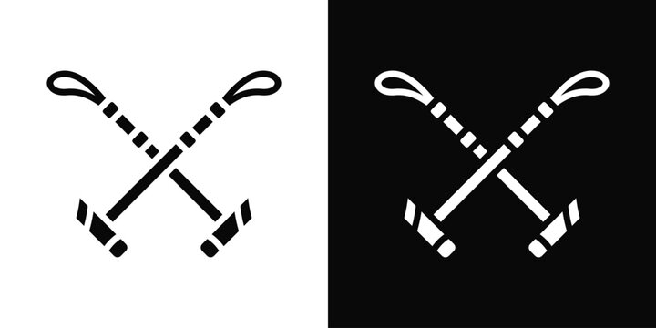 Polo mallet Icon White And Black Background Style
