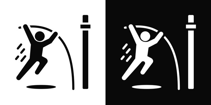 Pole vault Icon White And Black Background Style