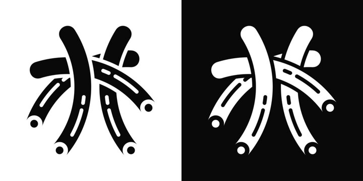 Noodles Icon White And Black Background Style