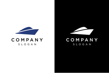 silhouette ship simple logo design