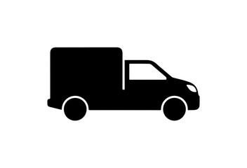 Minimalist Black Vector Delivery Van Silhouette