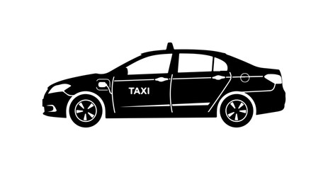 Obraz premium Black Vector Silhouette Taxi Car Icon