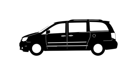 Fototapeta premium Black Vector Silhouette Minivan