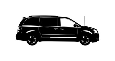 Fototapeta premium Black Vector Silhouette of a Minivan