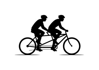 Fototapeta premium Two Cyclists Silhouette Vector Illustration