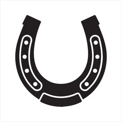 Horseshoe icon. Black, minimalist icon isolated on white background. Horseshoe simple silhouette. Web site page and mobile app design vector element