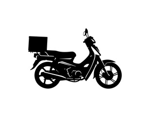 Obraz premium Minimalist Black Vector Silhouette Motorcycle with Storage Box