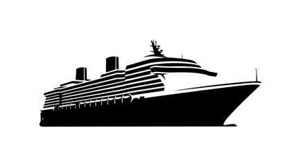 Obraz premium Modern Cruise Ship Silhouette Vector Illustration