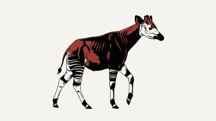 Striking Okapi Illustration with Bold Lines and Contrasting Colors on Light Background