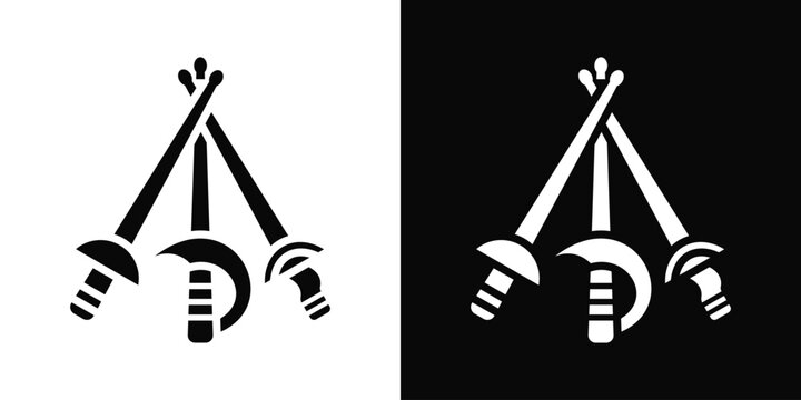 Fencing sword Icon White And Black Background Style