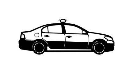 Black and White Police Car Vector Silhouette