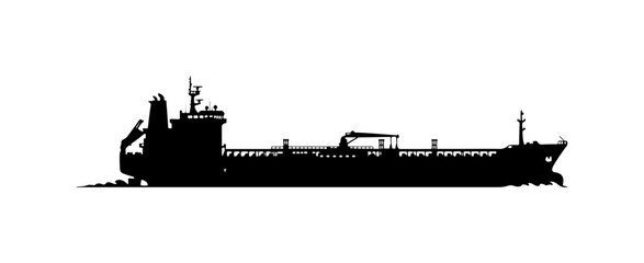 Modern Bulk Carrier Ship Silhouette Vector Illustration