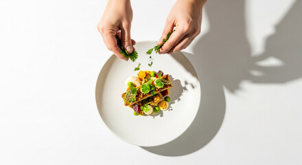 Fine Dining Plating with Fresh Herbs