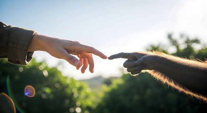 Hands Touching in Nature