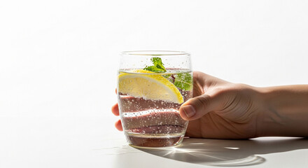 Refreshing Sparkling Lemon Water with Mint