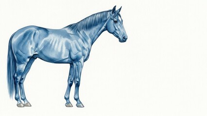Majestic blue horse silhouette, elegant equine portrait with copy space for design