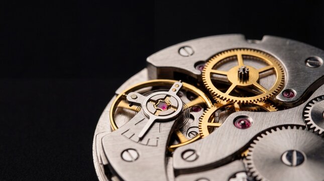 Luxury Mechanical Watch Gears Macro Closeup