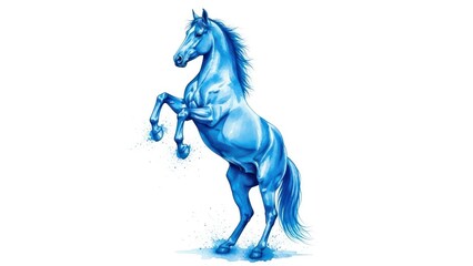 Majestic blue horse, isolated on white background with copy space for your design