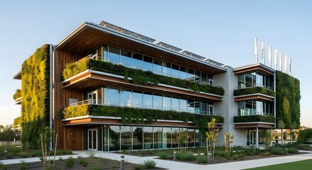 Obraz premium Modern Eco Friendly Office Building Exterior.