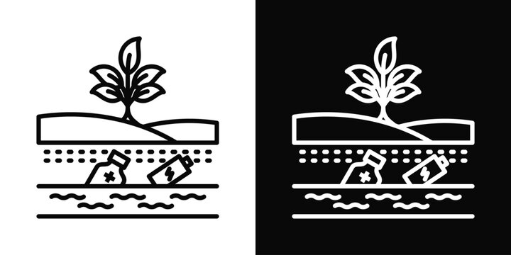 Poisonous Algae Bloom Icon White And Black Background Style