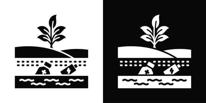 Poisonous Algae Bloom Icon White And Black Background Style