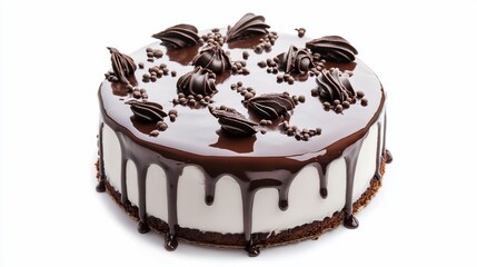 chocolate cake on white background