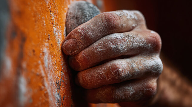 A climber's hand gripping a rock face