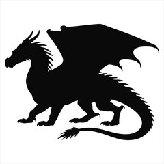 Fototapeta premium A powerful mythical dragon in a strong standing pose illustration