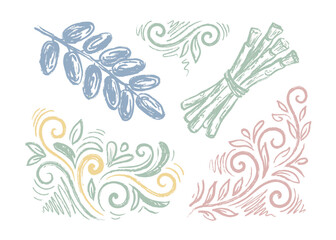 Obraz premium Hand Drawn Ramadan Dates and Miswak Sticks Illustration.