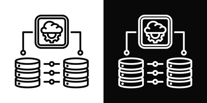 Database Icon White And Black Background Style