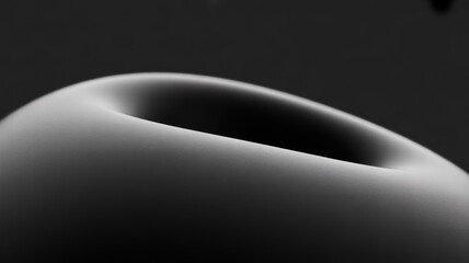 Close up of a smooth matte black object with a rounded hole