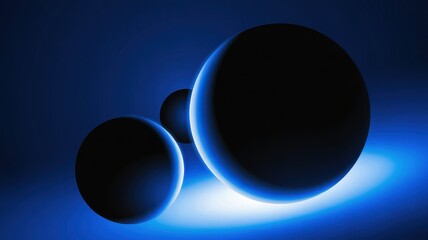 Glowing blue spheres in dark space