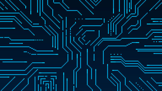 8-bit pixel art light blue electric circuit cyberpunk digital background