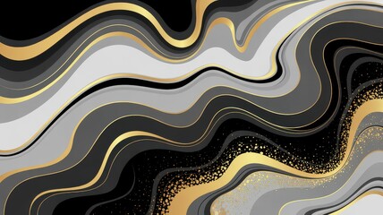 Abstract geode pattern with swirling black gray and gold hues