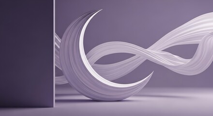 Fototapeta premium Elegant abstract background with flowing white curves on purple